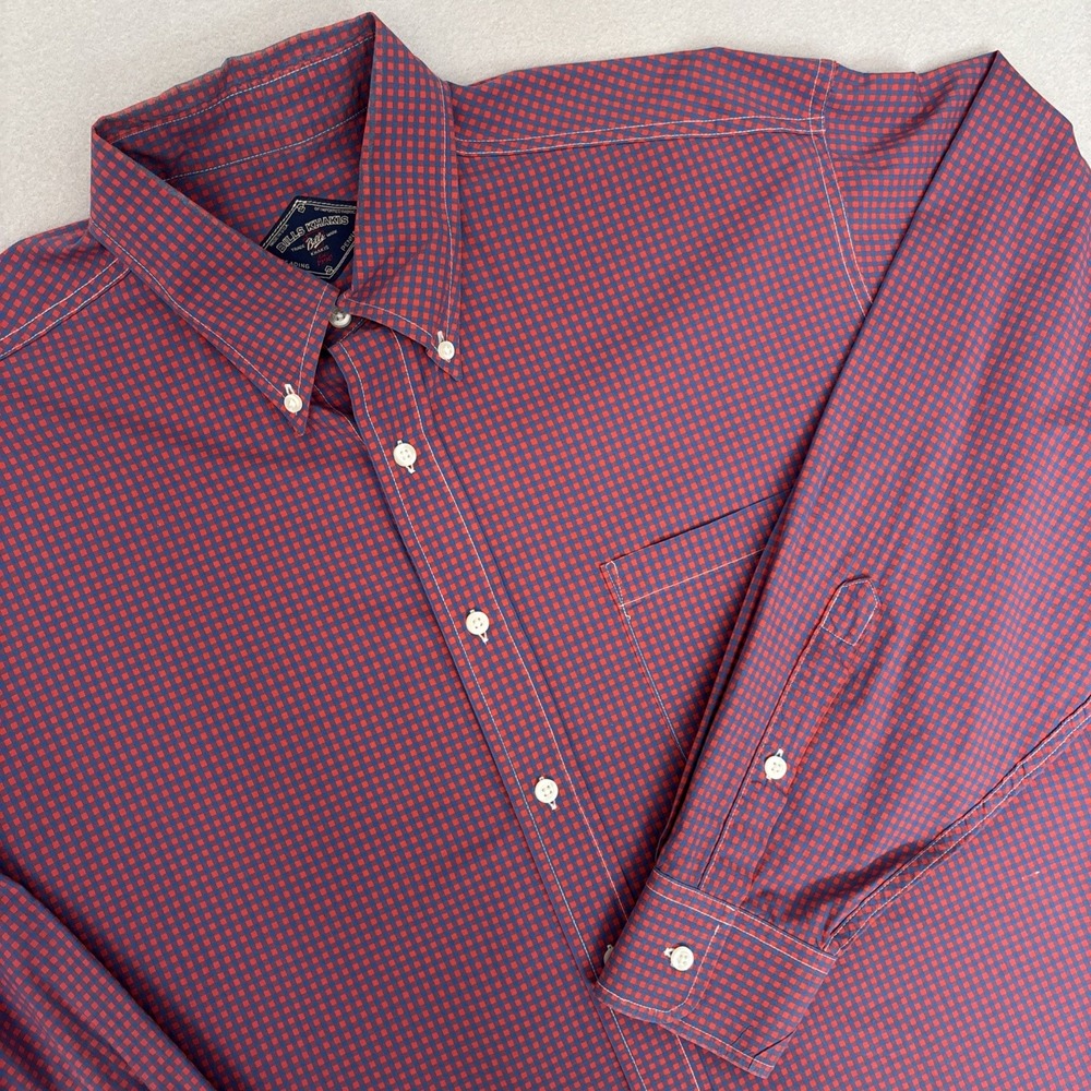 Bills Khakis XL Red/Blue Check Shirt Mens Long Sleeve Button Down Preppy Casual‎